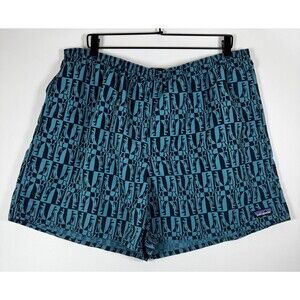 Patagonia Baggies Shorts Mens 2XL Blue Abstract Print Swim Trunks Recycled Nylon